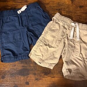 Old Navy Set of 2 Cargo Shorts, Elastic Waistband, Khaki & Navy Blue (Boys 4T)